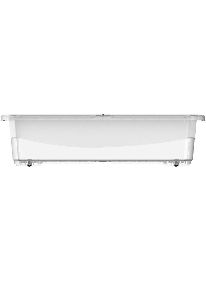 Cosmoplast - 45L Clear Underbed Storage Box With Wheels & Lockable Lid 70x50x18 cm Transparent - Image 1