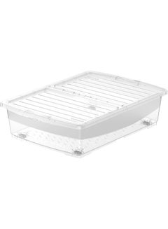 45L Clear Underbed Storage Box With Wheels & Lockable Lid 70x50x18 cm Transparent