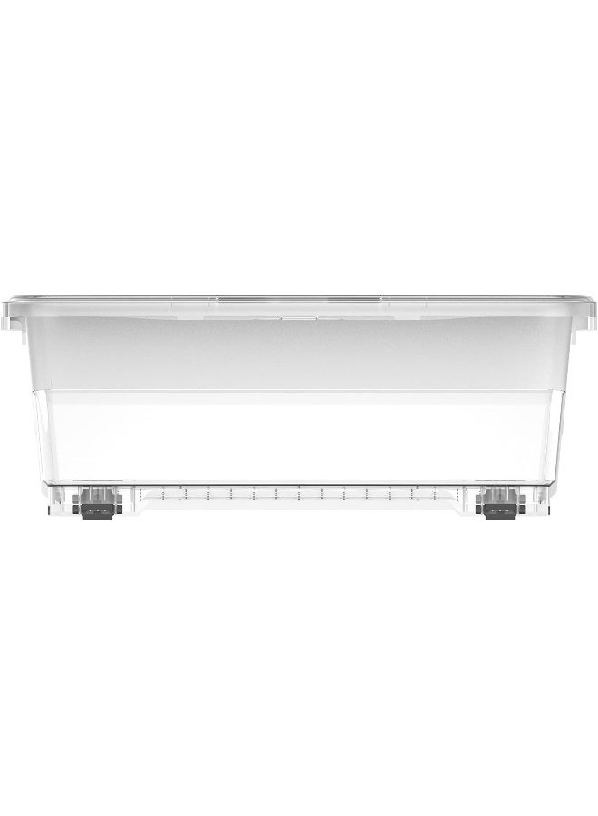 Cosmoplast - 45L Clear Underbed Storage Box With Wheels & Lockable Lid 70x50x18 cm Transparent - Image 1