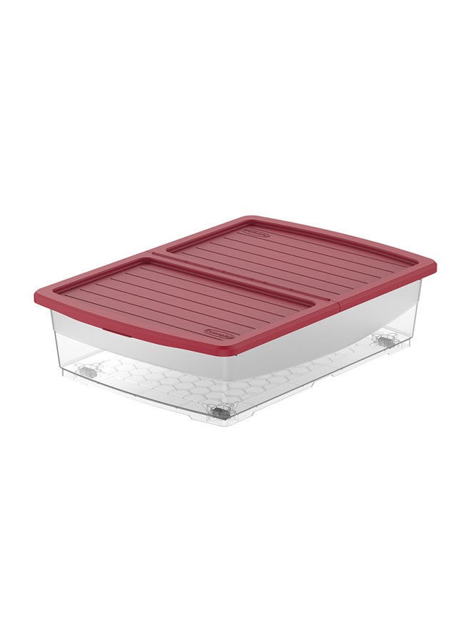 Clear Plastic Underbed Storage Box With Wheels & Lockable Lid Dark Red 45.0Liters - pnsku/N20979891A/45/_/1702310704/5e9c7d85-9318-47ea-85c9-839ecfd4fa94