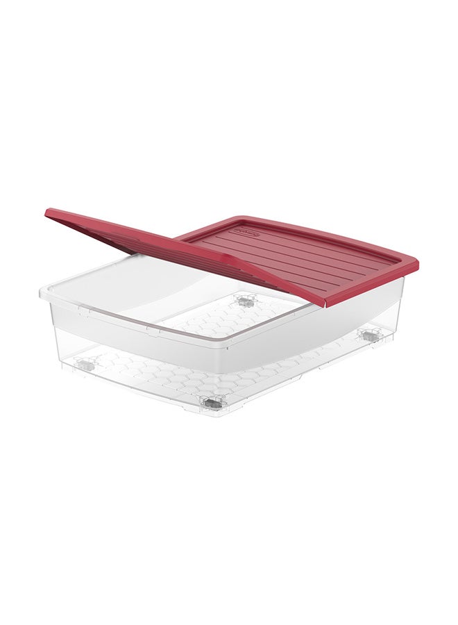 Clear Plastic Underbed Storage Box With Wheels & Lockable Lid Dark Red 45.0Liters - pnsku/N20979891A/45/_/1702310706/0bb9aa4b-4c35-4f50-9652-785458a23791