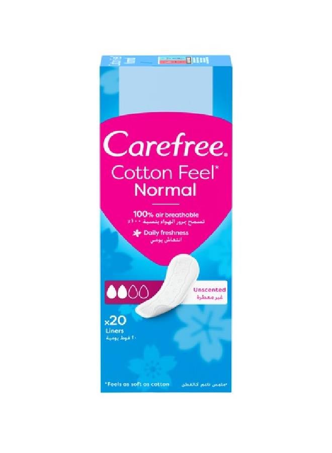 Carefree Panty Liners, Cotton, Unscented, Pack Of 20  - Image 1