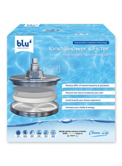 Blu Rain Shower Filter and Shower Head for Skin and Haircare Removes Chlorine and Harmful Pollutants Prevent Hair Loss and Moisturize Your Skin Chrome Plated 20.2x20.2x11.2cm  - Image 1