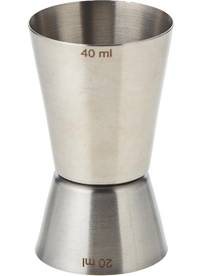 Raj Steel Bar Peg Measure - BPM002, 20-40 ml, Double Sided Cocktail Jigger, Measuring Tool Cup, Shot Glass, Measure Cup, Bar Accessories Silver 40ml - Image 1