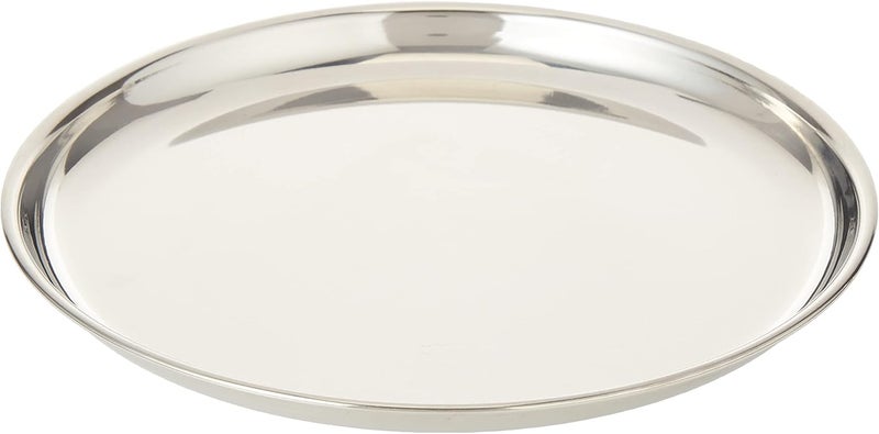 Raj Steel Thali Plate - 21 cm, CP0009 - Dinner Plate, Serving Plate, Mithai Plate, RICE PLATE Silver 21cm - Image 2