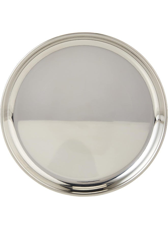 Raj Steel Thali Plate - 21 cm, CP0009 - Dinner Plate, Serving Plate, Mithai Plate, RICE PLATE Silver 21cm - Image 1