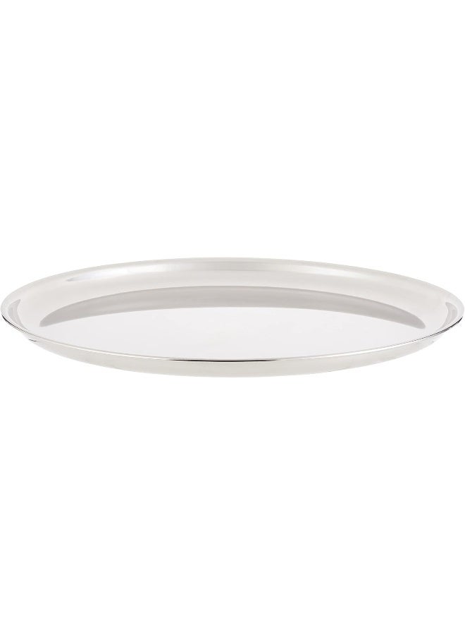 Raj Flat Thali Steel Plate - 26 cm, CP0011 - Dinner Plate, Serving Plate, Mithai Plate, RICE PLATE Silver 26cm - Image 1