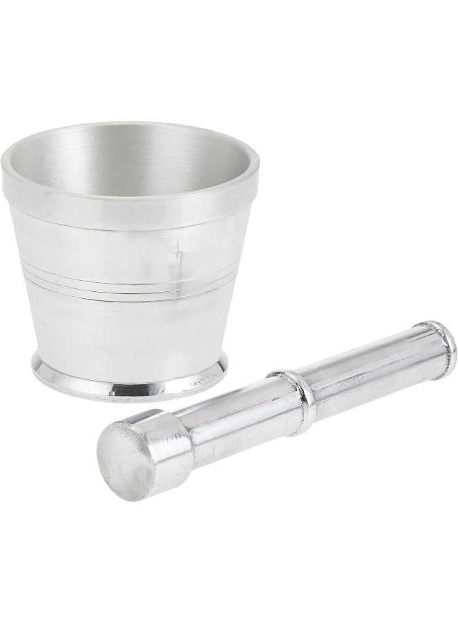 راج طقم هاون ومدقة من الألومنيوم فضي 9.5x10.5سم - Image 2