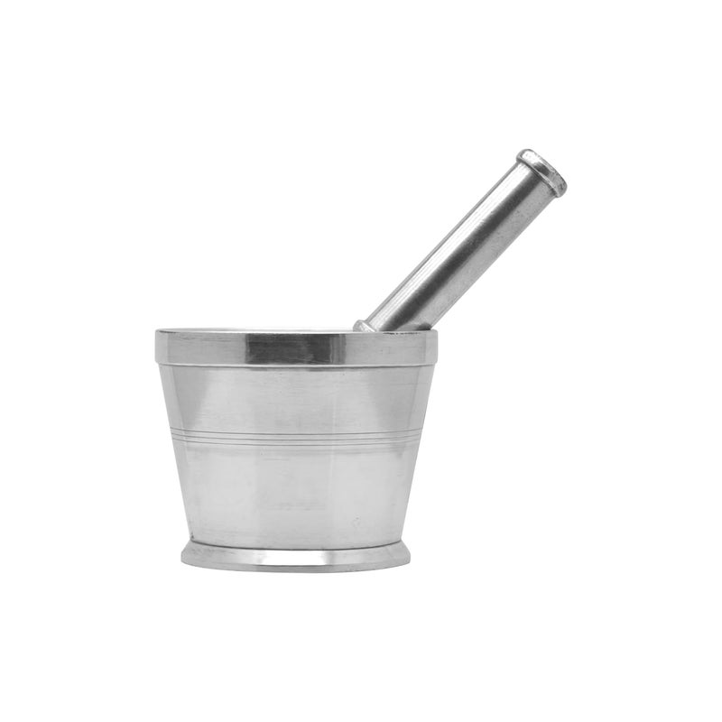 Raj Aluminium Mortar With Stand, Silver, RAM003, Garlic Crusher, Manual Spices Grinder, Chutney Maker, Ideal for Ginger, Garlic, Herbs Grinder Silver
