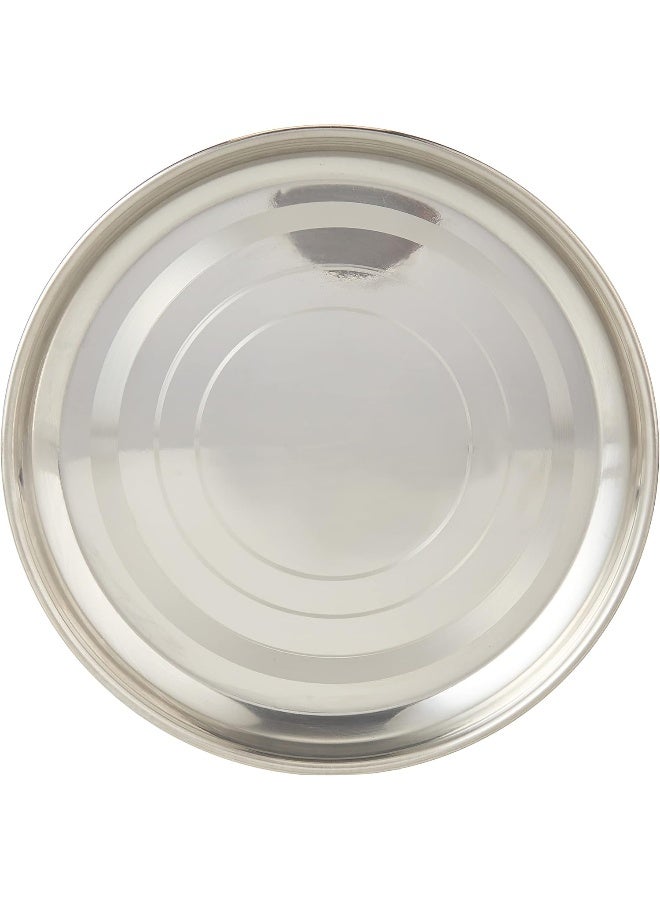 RAJ STAINLESS STEEL SILVER TOUCH PLATE, 18 CM, STCP08, DINNER PLATE , SERVEWARE , SERVING PLATE , RICE PLATE Silver 18cm - Image 1