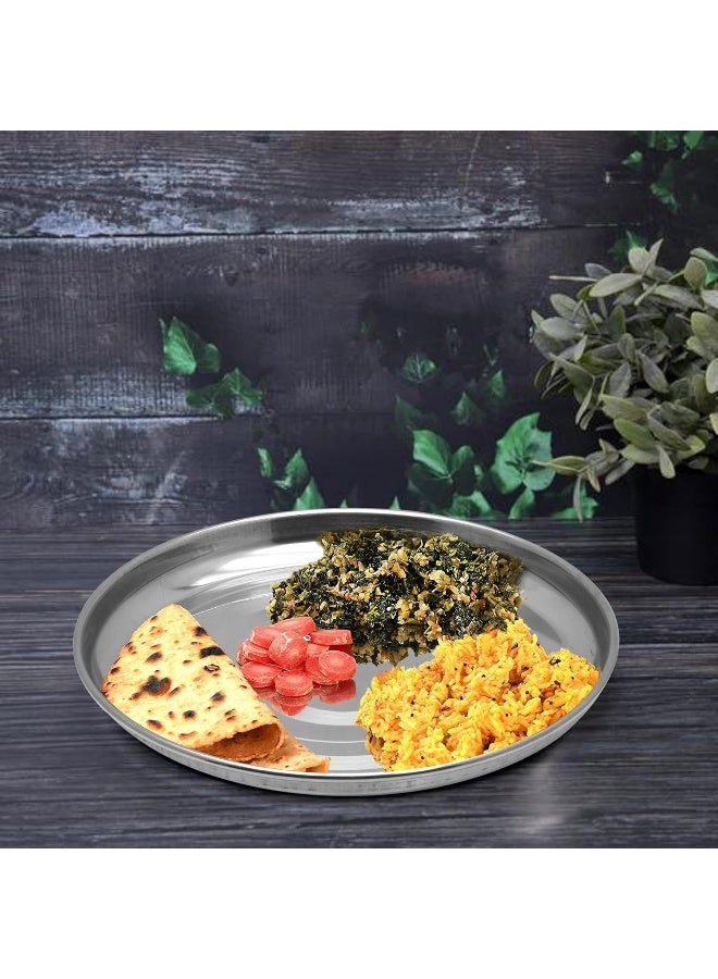 RAJ STAINLESS STEEL SILVER TOUCH PLATE, 20 CM, STCP09, DINNER PLATE, SERVEWARE, SERVING PLATE, RICE PLATE Silver 20cm - Image 4