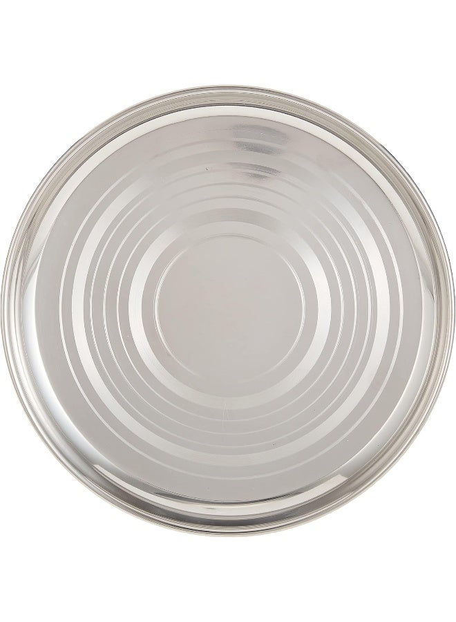 RAJ STAINLESS STEEL SILVER TOUCH PLATE, 23 CM, STCP10, DINNER PLATE, SERVEWARE, SERVING PLATE, RICE PLATE Silver 23cm - Image 1