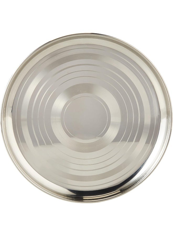 RAJ STAINLESS STEEL SILVER TOUCH PLATE, 25 CM, STCP11, DINNER PLATE , SERVEWARE , SERVING PLATE , RICE PLATE Silver 25cm - Image 1