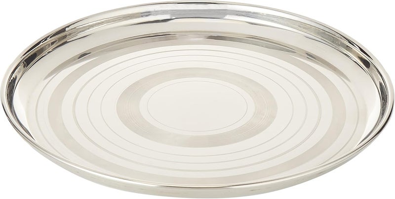RAJ STAINLESS STEEL SILVER TOUCH PLATE, 25 CM, STCP11, DINNER PLATE , SERVEWARE , SERVING PLATE , RICE PLATE Silver 25cm - Image 2