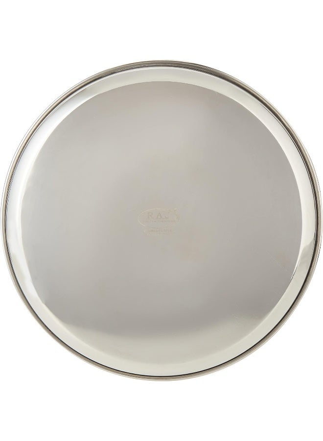 RAJ STAINLESS STEEL SILVER TOUCH PLATE, 25 CM, STCP11, DINNER PLATE , SERVEWARE , SERVING PLATE , RICE PLATE Silver 25cm - Image 3