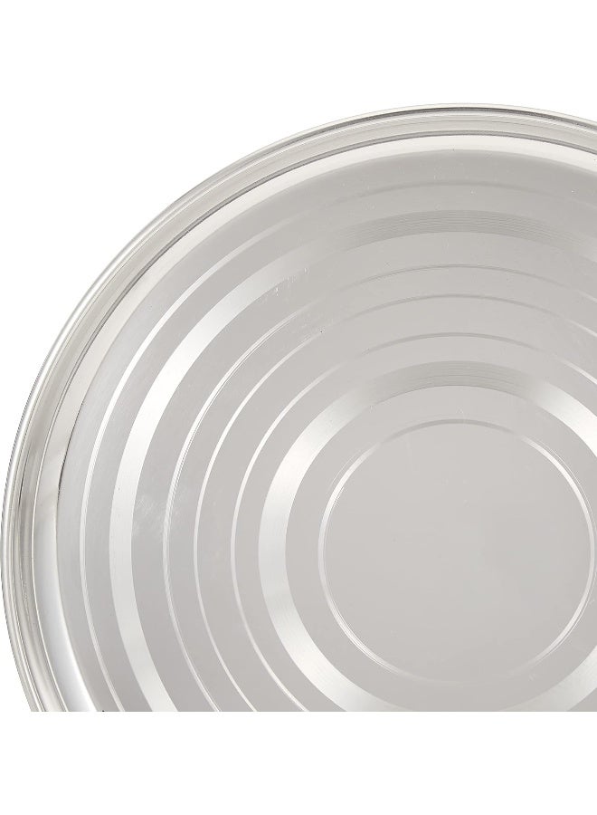 RAJ STAINLESS STEEL SILVER TOUCH PLATE, 28 CM, STCP12, DINNER PLATE, SERVEWARE, SERVING PLATE, RICE PLATE Silver 21cm - Image 4