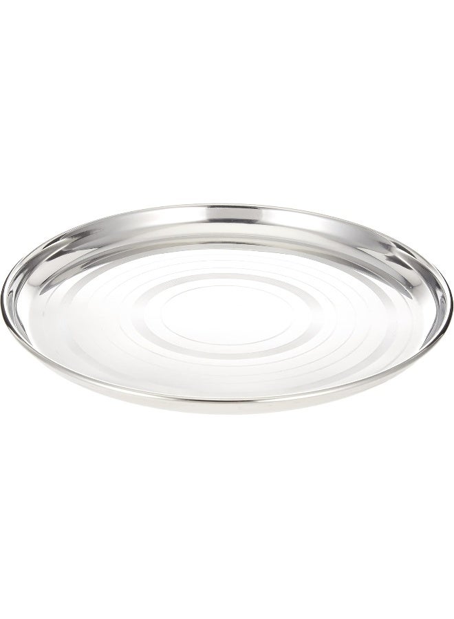 RAJ STAINLESS STEEL SILVER TOUCH PLATE, 28 CM, STCP12, DINNER PLATE, SERVEWARE, SERVING PLATE, RICE PLATE Silver 21cm - Image 2