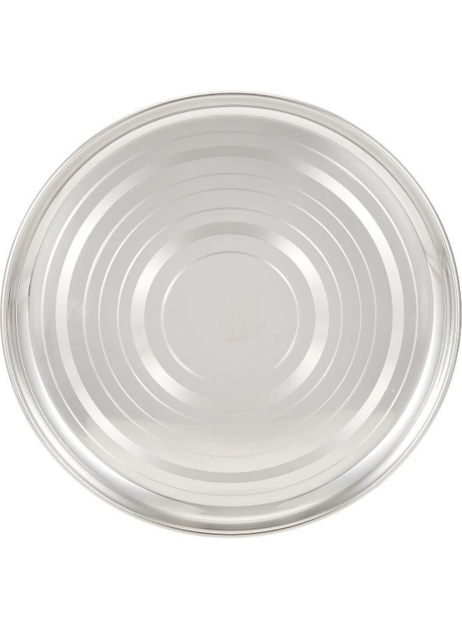 RAJ STAINLESS STEEL SILVER TOUCH PLATE, 28 CM, STCP12, DINNER PLATE, SERVEWARE, SERVING PLATE, RICE PLATE Silver 21cm - Image 1