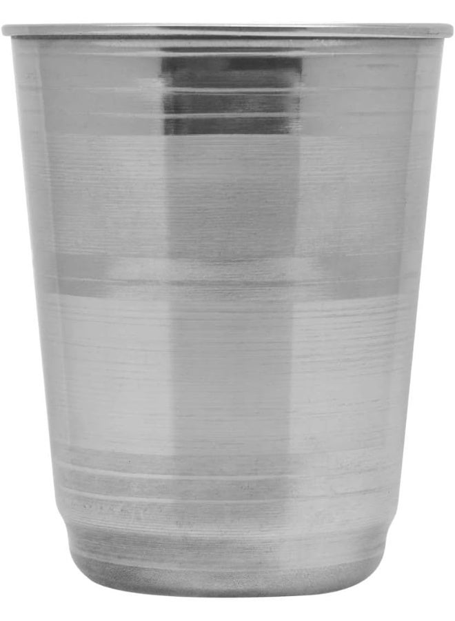 Raj Stainless Steel Glass Deluxe Design, Silver, 12 cm, STGE01, Mocktail Glass, Water Glass, Juice Glass Silver 8x10cm - Image 1