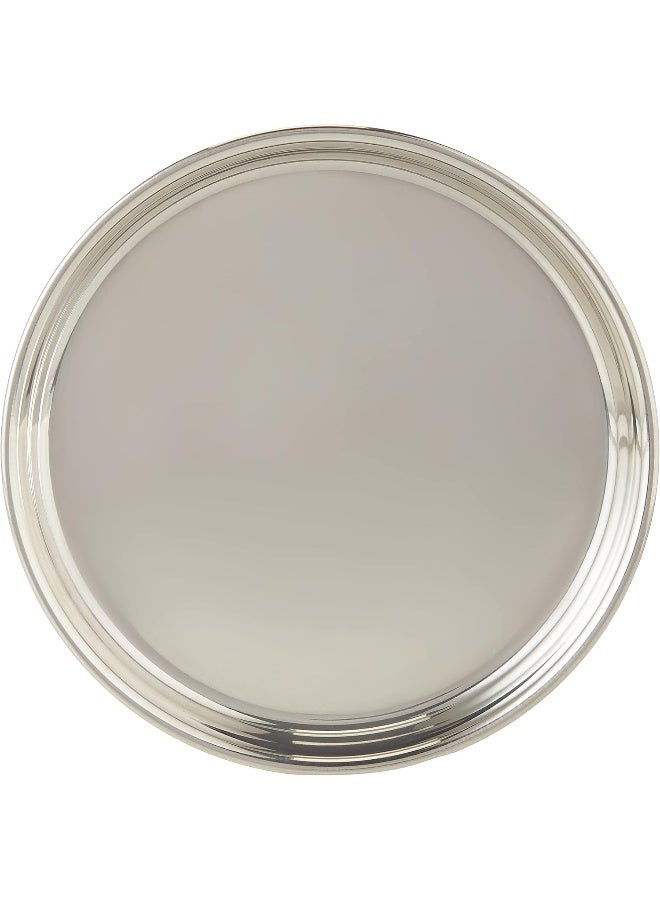 RAJ STAINLESS STEEL BEADED PLATE, 23.5 CM, SILVER, TB0001, DINNER PLATE, SERVEWARE, SERVING PLATE, RICE PLATE Silver 23.5cm - Image 1