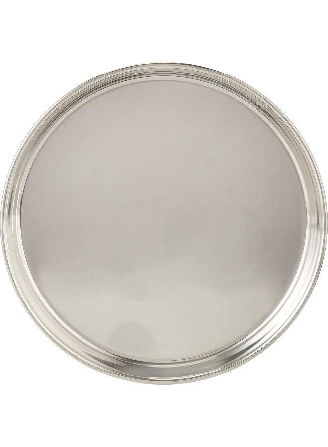 RAJ STAINLESS STEEL BEADED PLATE, 26.5 CM, SILVER, TB0002, DINNER PLATE, SERVEWARE, SERVING PLATE, RICE PLATE Silver 26.5cm - Image 1