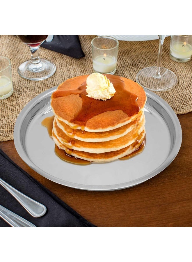 راج طبق عشاء من الستانلس ستيل فضي 28سم - Image 5