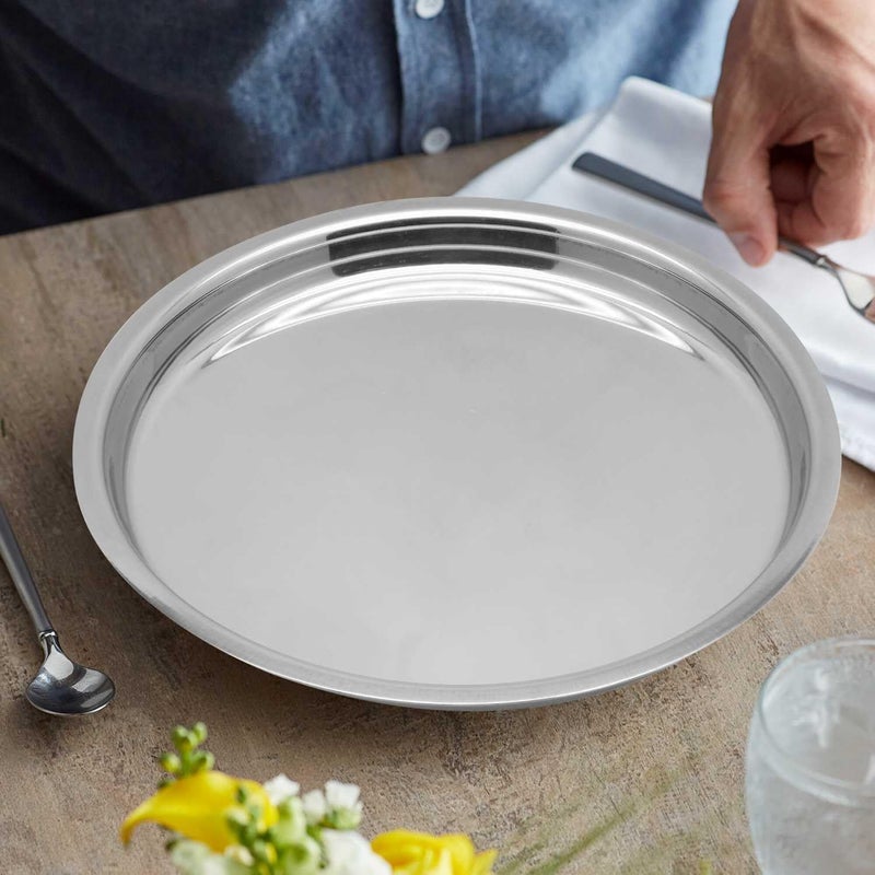 راج طبق عشاء من الستانلس ستيل فضي 28سم - Image 4