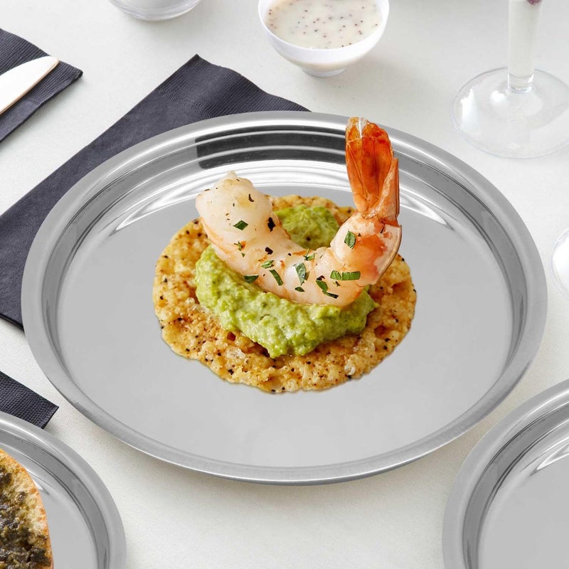 راج طبق من الستانلس ستيل فضي 33سم - Image 5