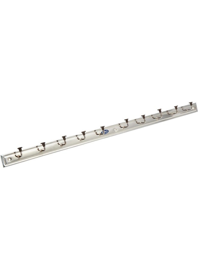 RAJ STEEL WALL HANGER, 10 PIN, SILVER, WHD010 Silver 65cm - Image 1