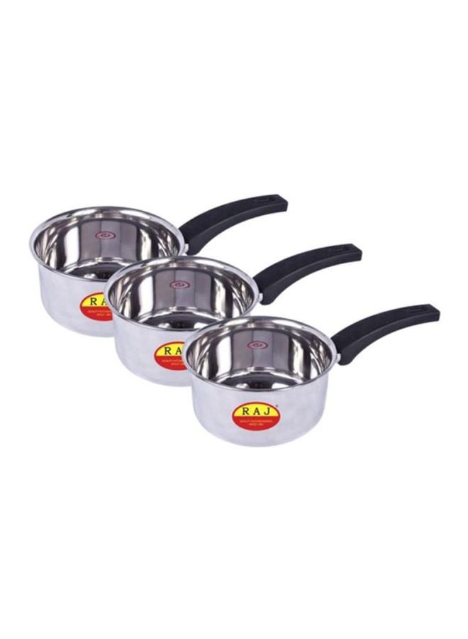 RAJ 3-Piece Stainless Steel Saucepan Set Silver 3x Saucepan(15.5,17.5,19.5)cm 