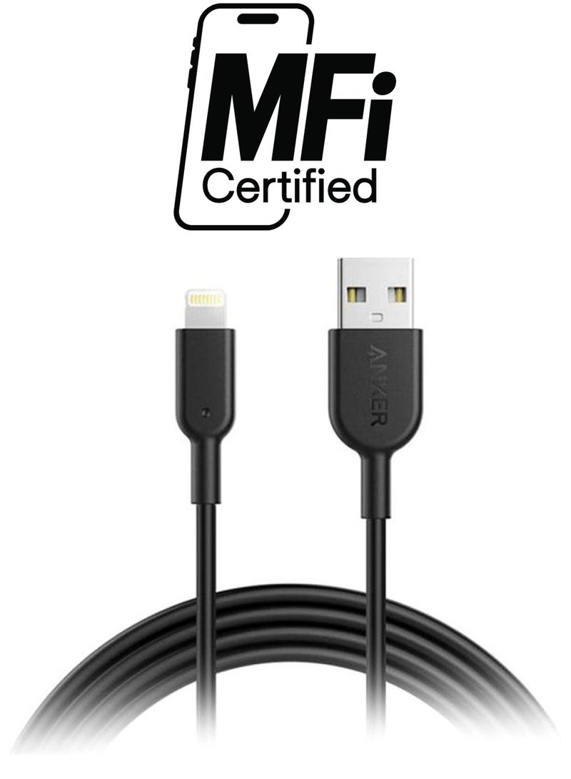 Anker - Anker Powerline II Lightning Cable (6ft), Probably The World's Most Durable Cable, MFi Certified for iPhone 14/14 Pro/13/13 Pro Max/12/12 Pro Max/XR/X/8/8 Plus/7/7 Plus/6/6 Plus Black - Image 1