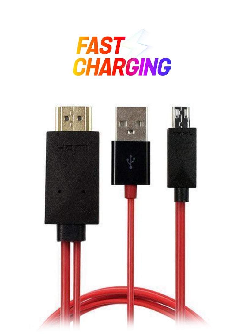 كابل HDMI لجهاز تلفاز HDTV أحمر وأسود - Image 1