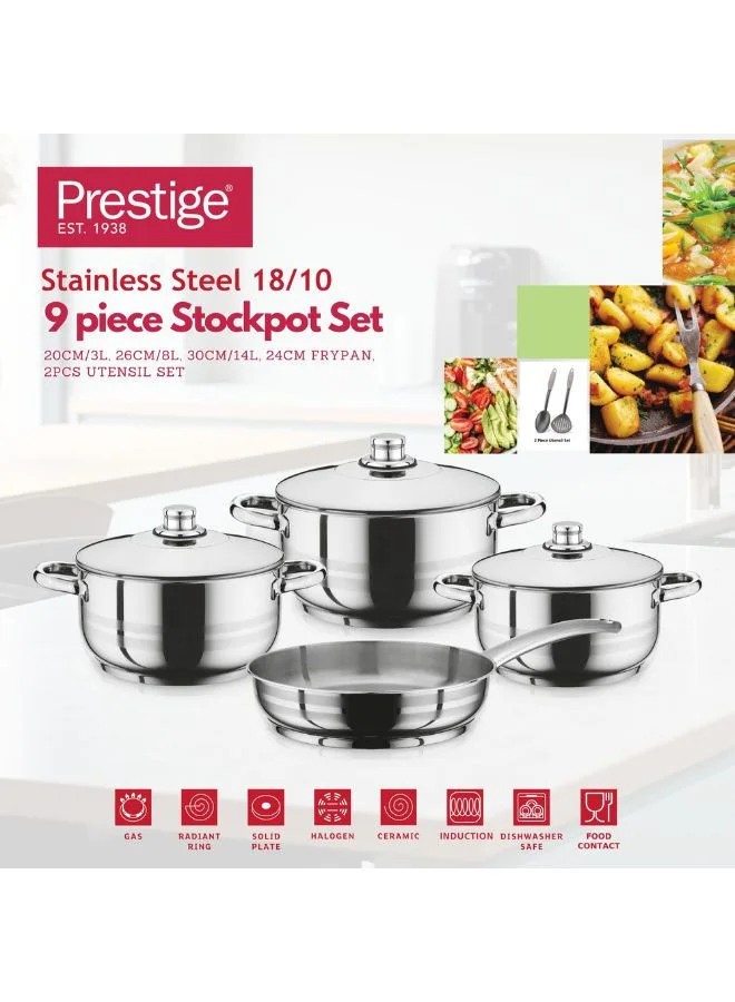 Prestige Prestige Stainless Steel 9 Piece Stockpot Cookware Set Stainless Steel