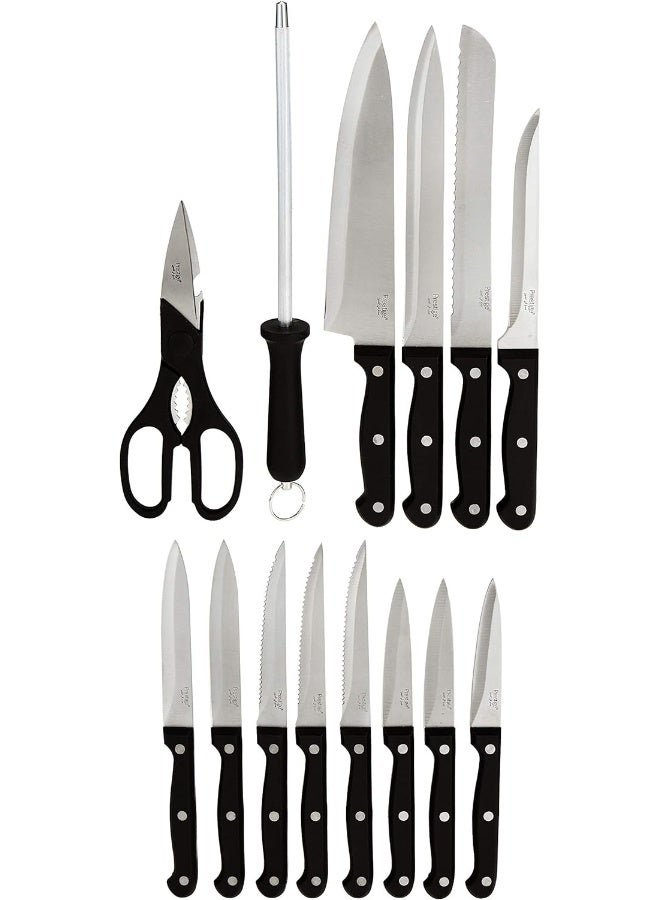 Prestige Prestige Stainless Steel Knife Block 15 Piece Set- Japanese Blades, Dishware Safe, Precision Cutting-Pr52114-Black Black  - Image 2