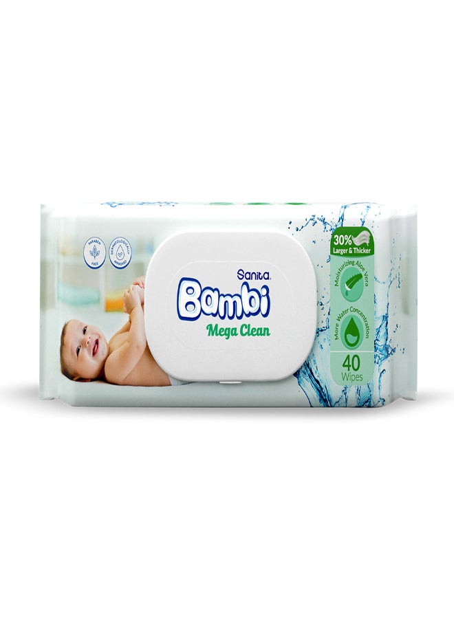 Baby Wet Wipes Mega Clean 40 Wipes - pnsku/N21132006A/45/_/1717436376/97cec46e-5be7-44cf-97a8-70620a639008