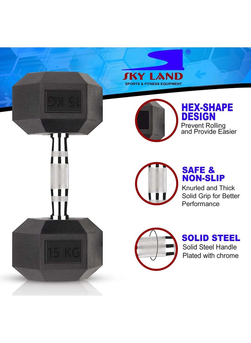 سكاي لاند طقم من قطعتي دمبل نيو هيكس 2x15كيلوجرام - Image 3