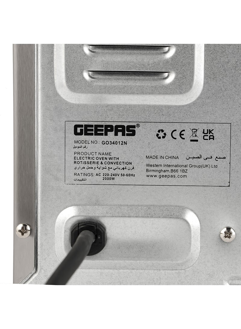 جيباس فرن كهربائي 60 L 2000 W GO34012 أسود  - Image 5