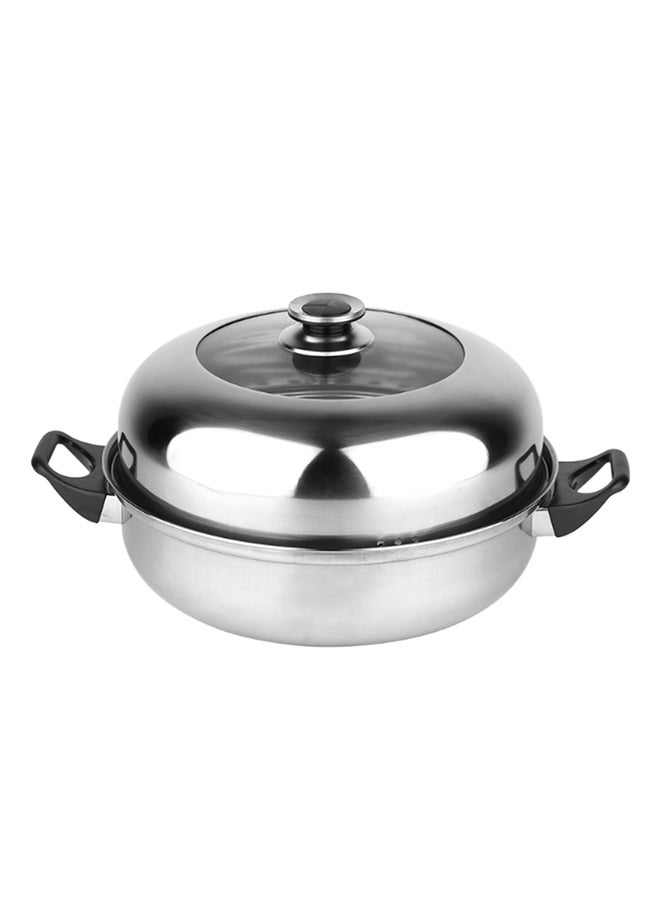 Sharpdo Double Layers Stainless Steel Steamer Silver 19.5X28 Centimeter Silver 19.5x28cm - Image 1