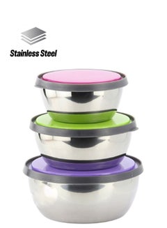 Sharpdo 3 Piece Crisper Food Container Set Silver/Green/Purple  - Image 1