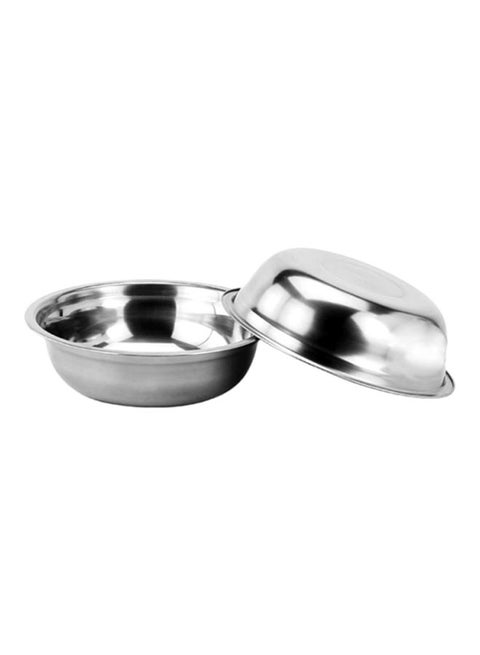 2 Piece Soup Basin Set Silver 21X15X6 Centimeter Silver 21x15x6cm