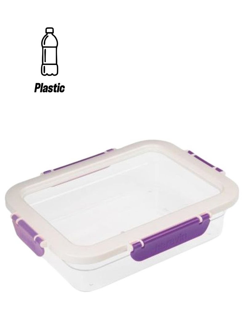 هيرفين حاوية طعام محكمة الإغلاق سعة 1.3 لتر شفاف/ أرجواني/ أبيض