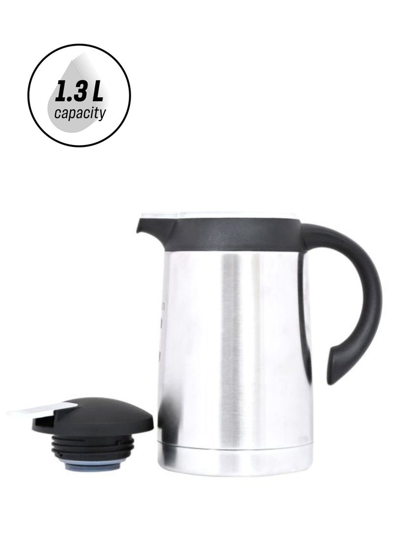 Nessan Stainless Steel Regal Flask 1.3L Silver/Black - Image 1