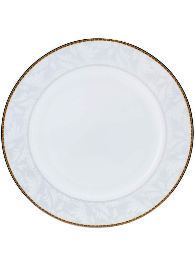 Shallow Porcelain Elegance Dessert Plate with Gold Rim – White | Luxury Fine-Dining Dessert & Snack Serving Plate with Premium Gold Detailing White 20cm - Image 1