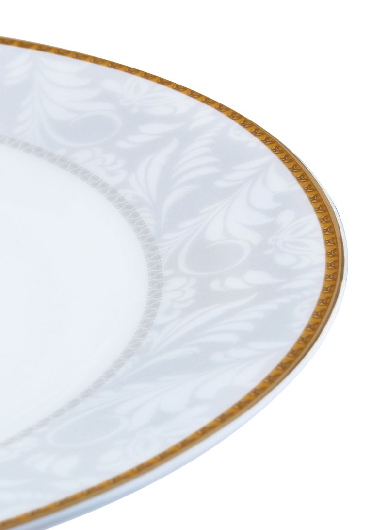 Shallow Porcelain Elegance Dessert Plate with Gold Rim, White | Elegant Porcelain Dessert Plate for Cakes, Pastries, Snacks & Dining White 20cm - Image 4
