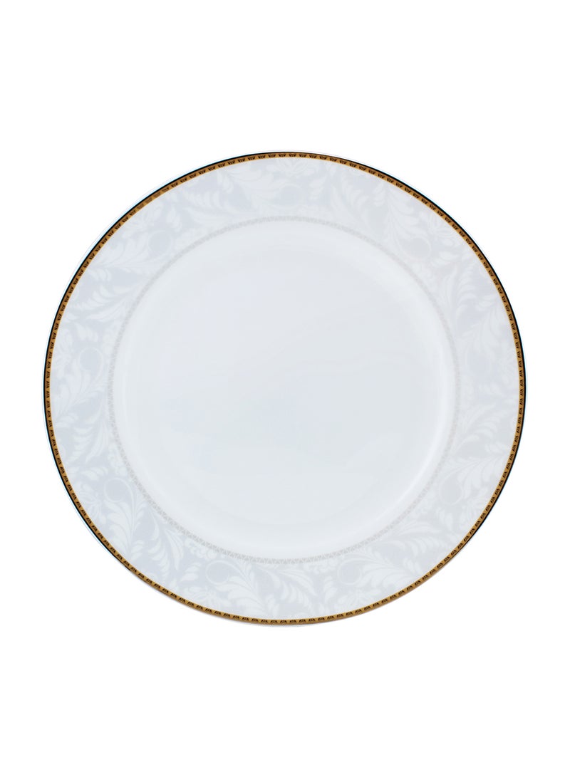 Shallow Porcelain Elegance Dinner Plate with Gold Rim, White, Premium Dining Plate for Main Courses and Elegant Table Settings White/Gold 27cm - Image 1
