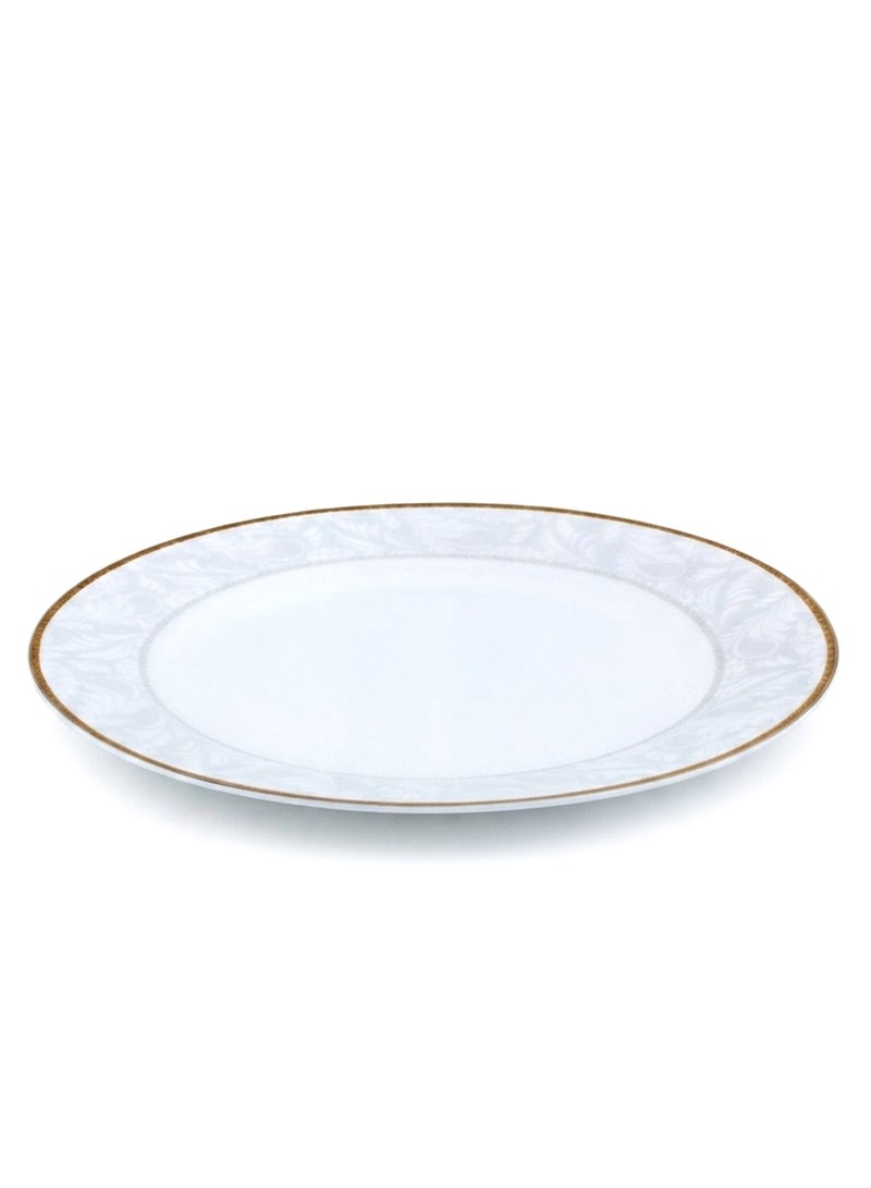 Shallow Porcelain Elegance Dinner Plate with Gold Rim, White, Premium Dining Plate for Main Courses and Elegant Table Settings White/Gold 27cm - Image 4