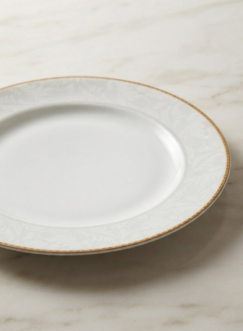 Shallow Porcelain Elegance Dinner Plate with Gold Rim, White, Premium Dining Plate for Main Courses and Elegant Table Settings White/Gold 27cm - Image 3
