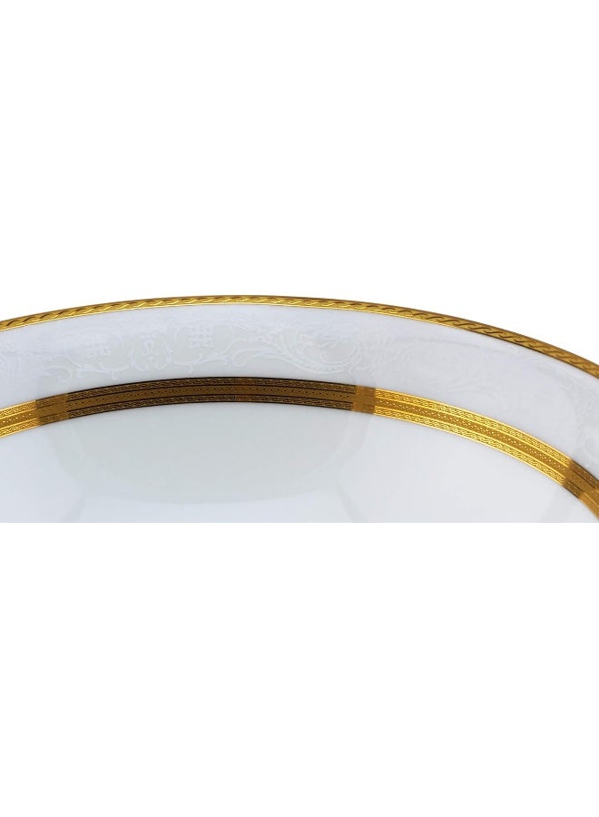 Shallow Porcelain Bowl 23 cm White/Gold 23cm  - Image 5