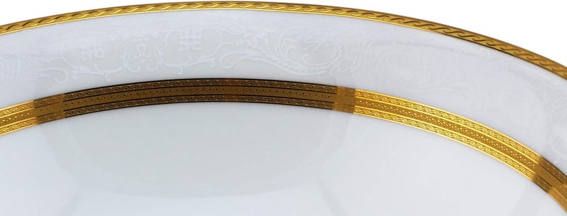 Shallow Porcelain Royal Bowl with Gold Rim – 23 cm | Luxury White Porcelain Serving Bowl for Elegant Dining & Special Occasions White 23cm - Image 4