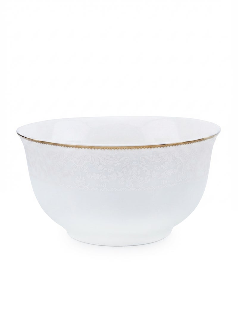 Shallow Porcelain Sahara Bowl with Gold Rim, 11.5 cm, Elegant Serving Bowl, White White/Gold - Image 1